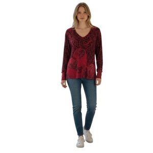 Chico's Travelers Tunic Top multicolor Paisley Slinky Stretch size 3